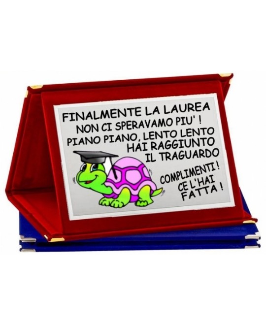 TARGA LAUREA TARTARUGA PER LEI