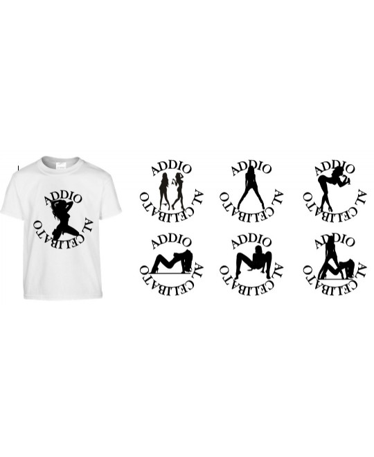T-SHIRT ADDIO AL CELIBATO DISEGNI ASSORTITI